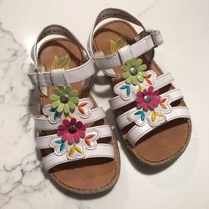 Rachel Shoes size 10 white flowered straps sandal
